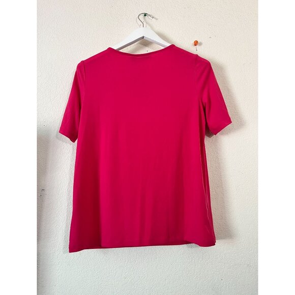 Tahari Womens Pink Short-Sleeve Keyhole Neck Top Medium Stretch Lightweight New - Picture 3 of 8